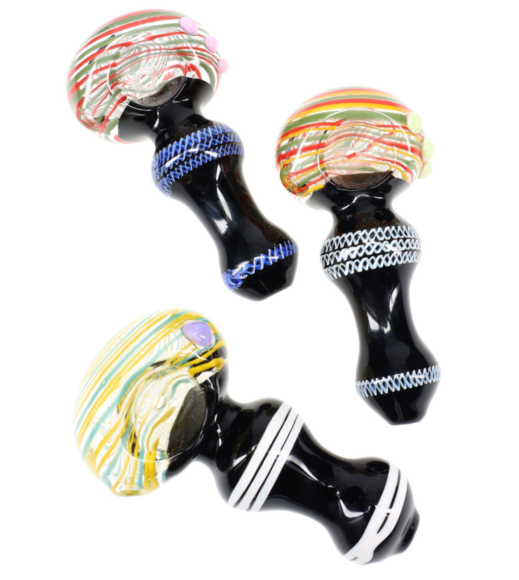 Photograph of product: p3174 colorful clear striped glass pipe