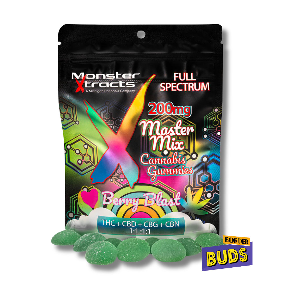 Photograph of product: Berry Blast Full Spectrum | Monster Xtracts | 200mg 1:1:1:1 | Gummies