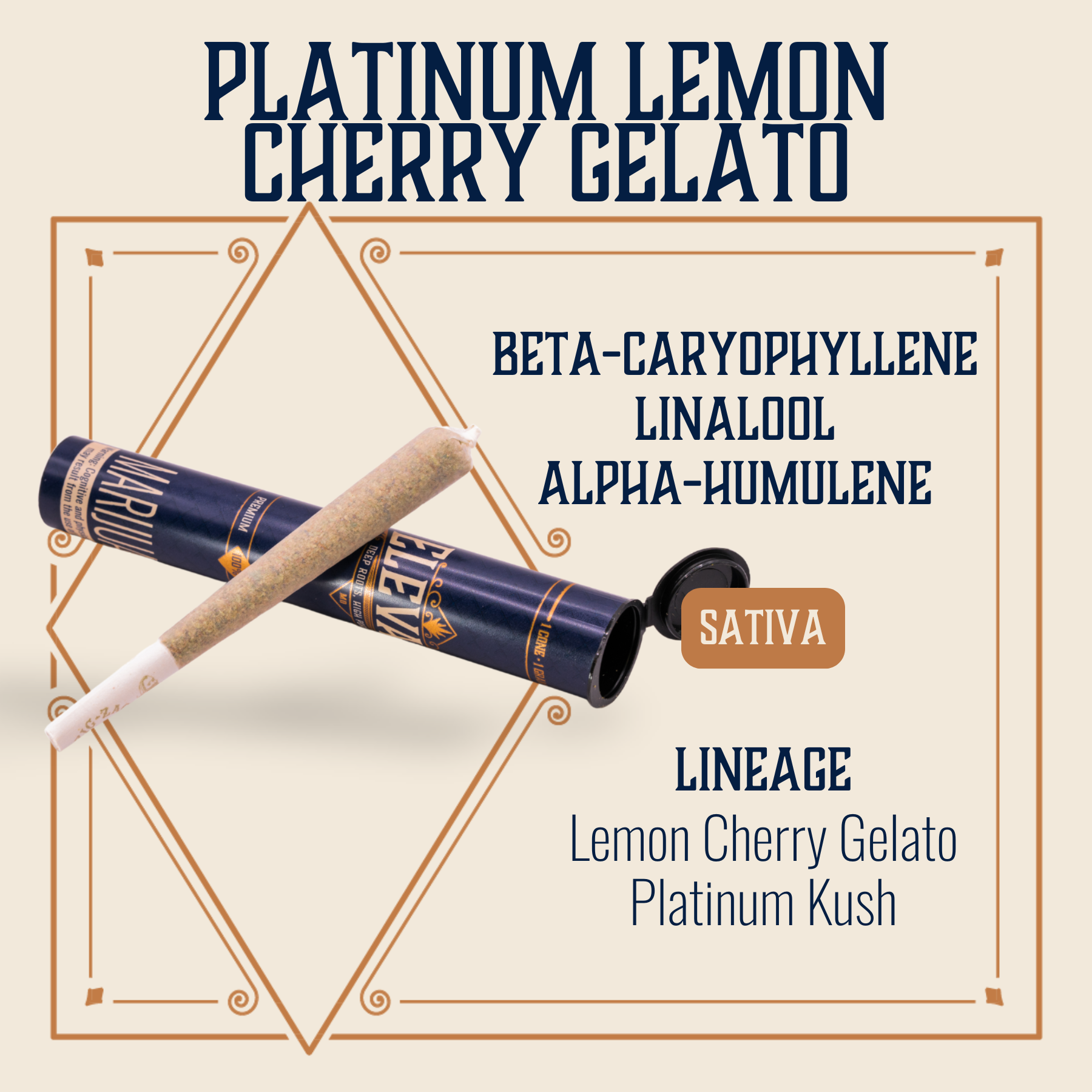 Photograph of product: Platinum Lemon Cherry Gelato Pre-Roll | 1g