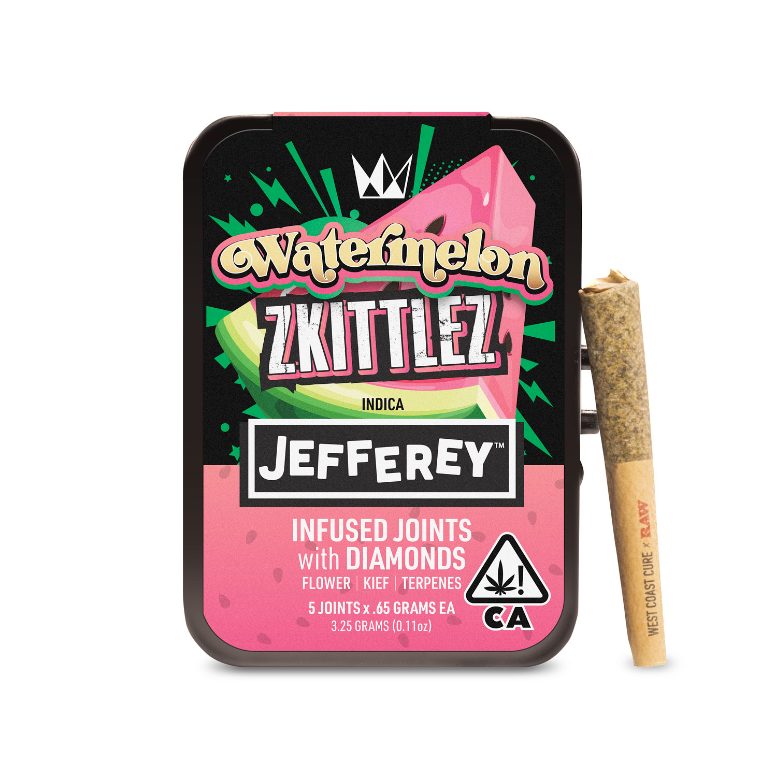 Photograph of product: WCC Jefferey Watermelon Z infused preroll pack 3.25g
