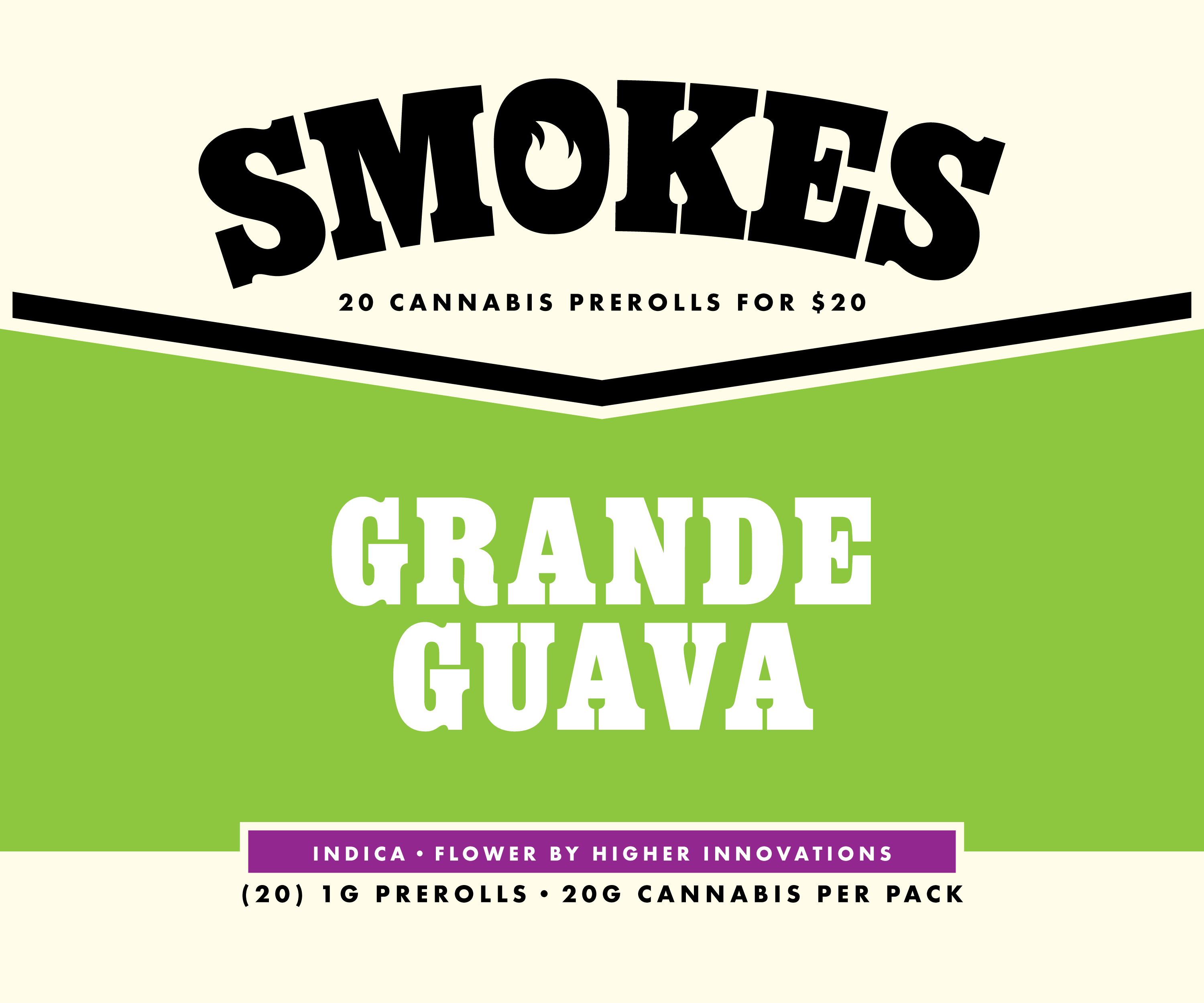 Photograph of product: Smokes | Grande Guava | 20pk/ Non Infused Prerolls