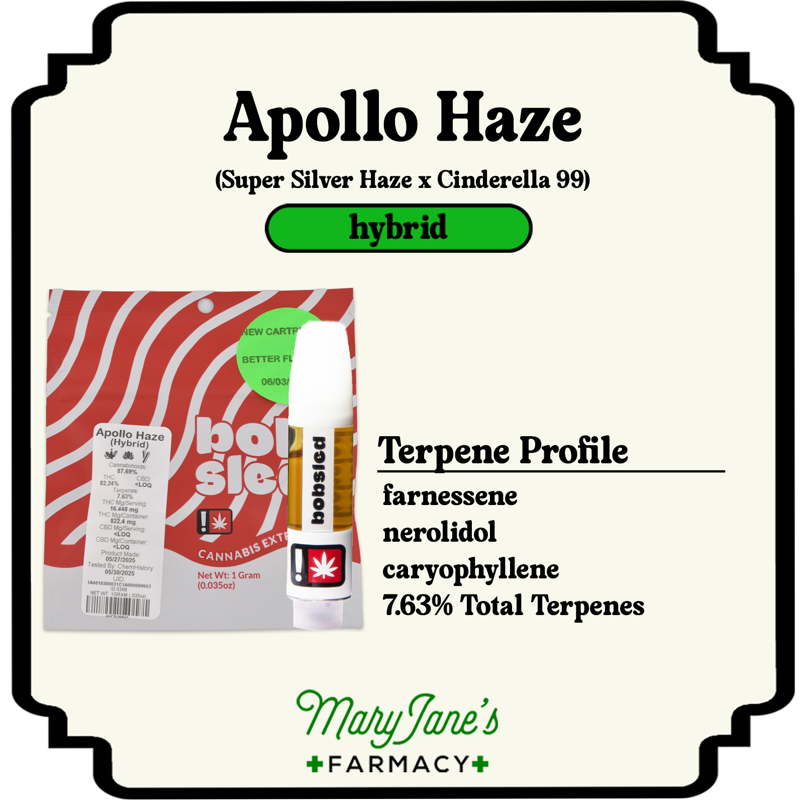 Photograph of product: Apollo Haze Cured Resin Cartridge | 1g