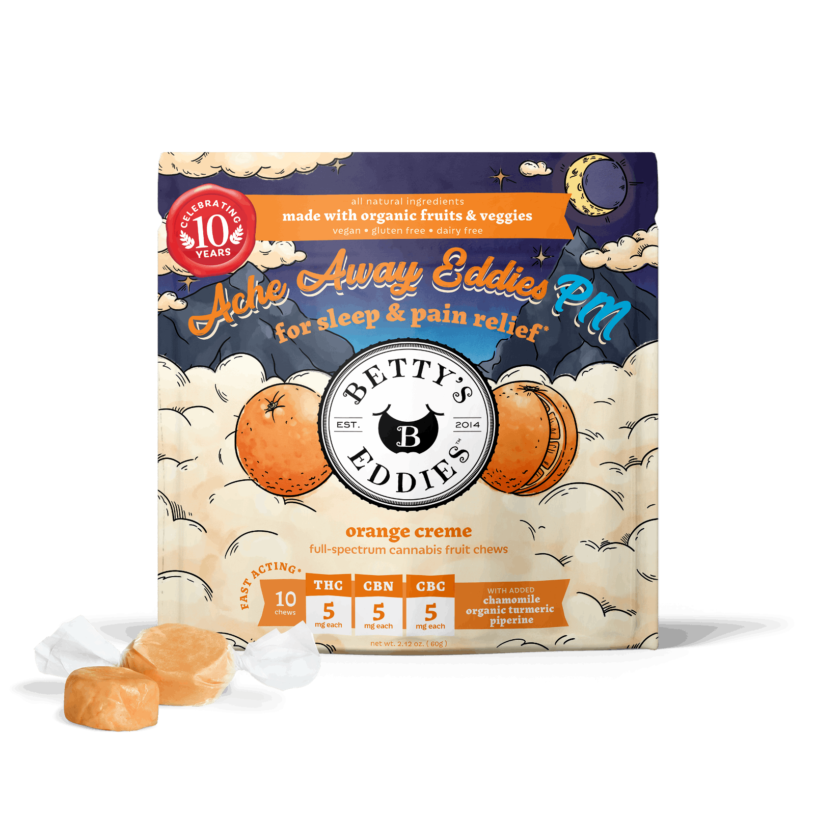 Photograph of product: Orange Creme | 50mg | 1:1:1 Fast-Acting Chews