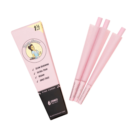 Photograph of product: Rolling Papers | Blazy Susan | 1 1/4 Cones 6pk | Pink
