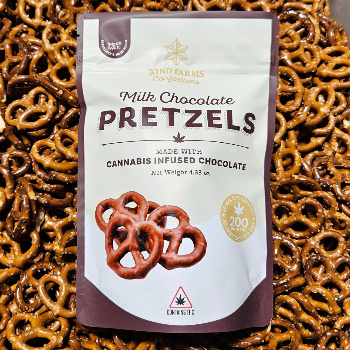 Photograph of product: Kind Farms - Milk Chocolate Pretzel Bag - 200mg