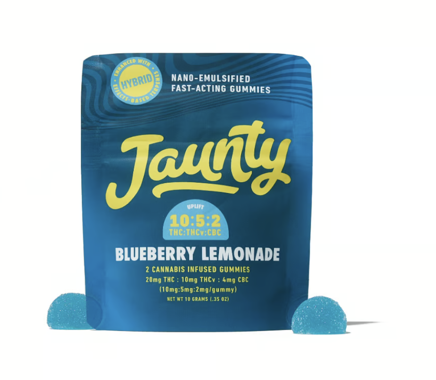 Photograph of product: Jaunty Gummies - Blueberry Lemonade 10:5:2 TH-oui:TH-ouiV:CBC - Gummies - 100mg