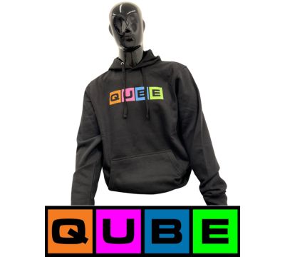 Photograph of product: Qube | Black Hoodies | Color Logo | Large