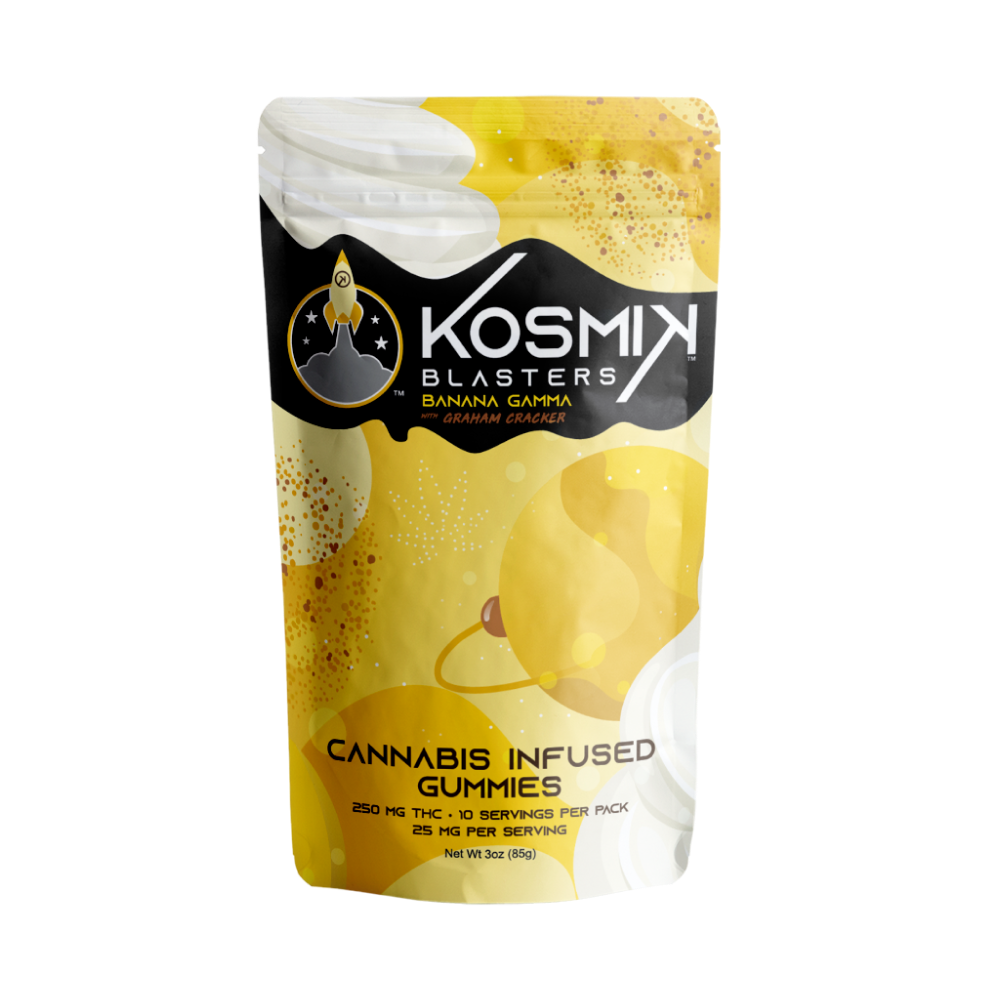 Photograph of product: Banana Gama Blaster Gummies 10-pack | 100mg