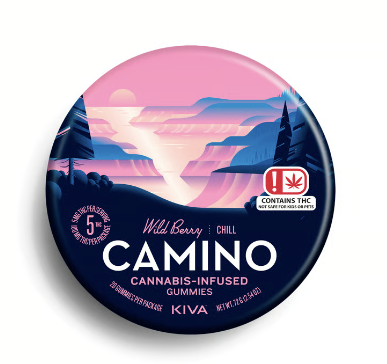 Photograph of product: Kiva 'Camino'  | Wild Berry | 100mg THC | 20 pc