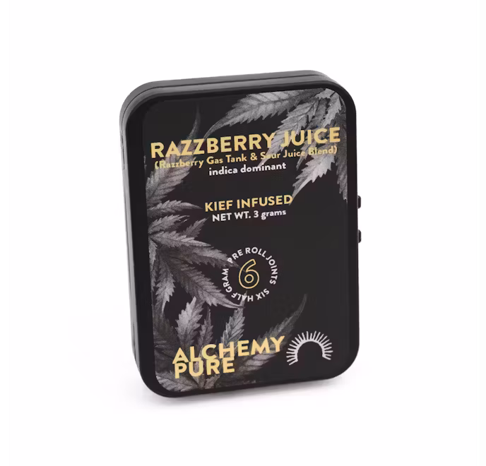 Photograph of Product: Alchemy Pure | Razzberry Juice | 6pk Infused Pre Roll | 3g | Indica