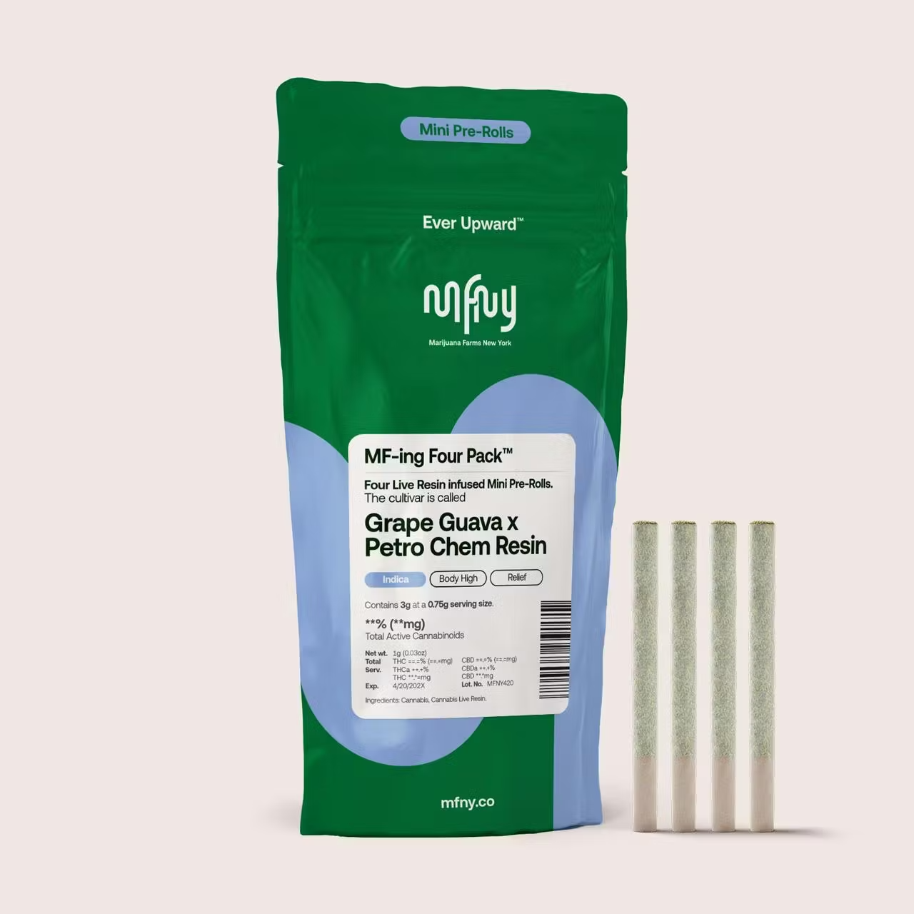 Photograph of product: MFNY | Pre-roll | Grape Guava x Petro Chem | Infused | 4pk