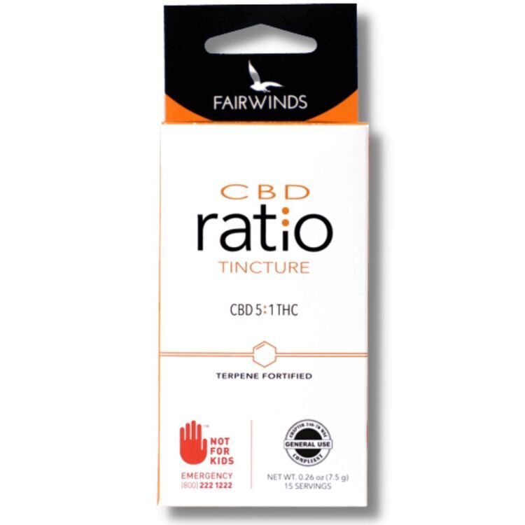 Photograph of product: Ratio Tincture 5:1 CBD 200mg Infused Tincture Liquid Edible .26oz (Fairwinds Manufacturing)