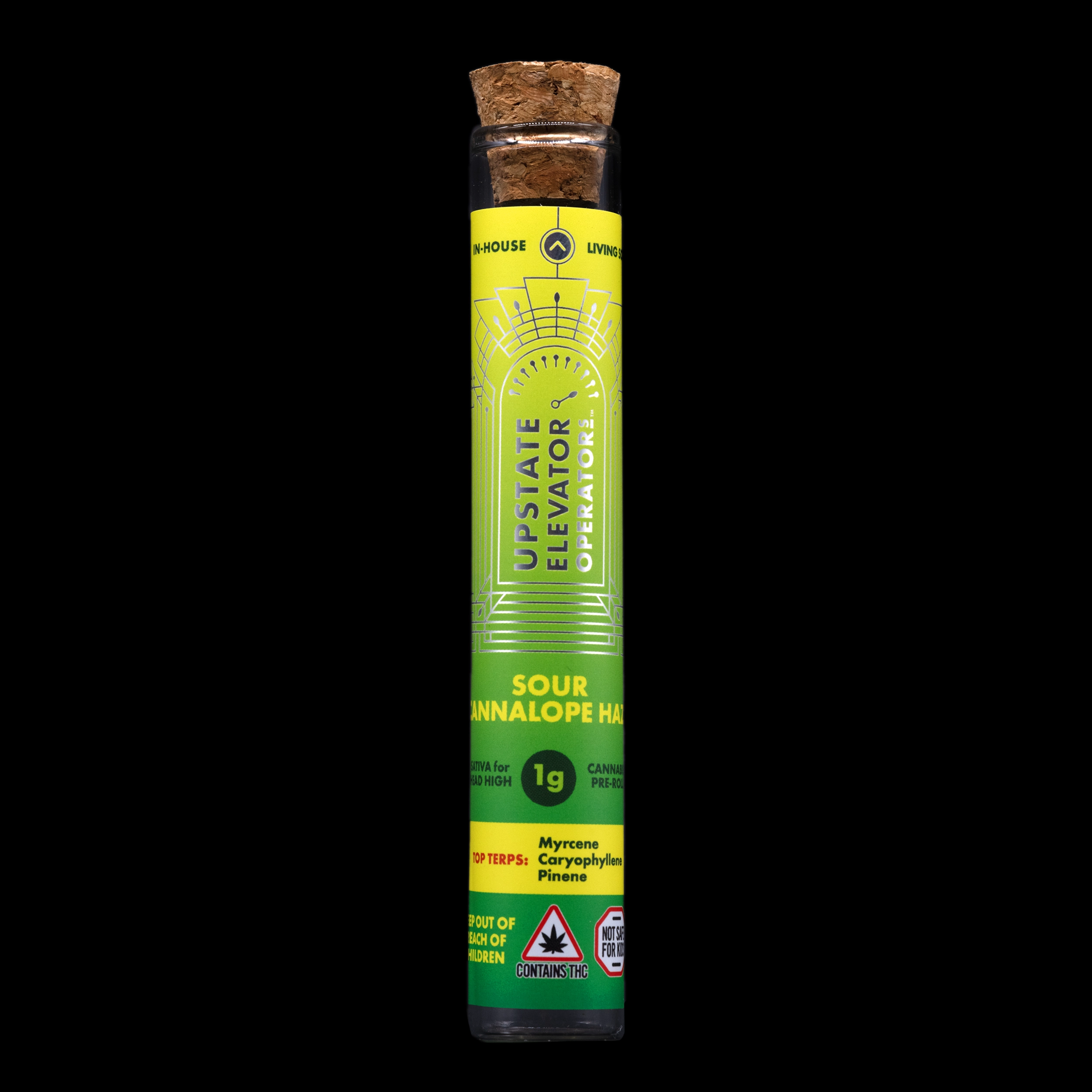 Photograph of product: Sour Cannalope Haze 1g Pre-roll - Living Soil Oui'd - Upstate Elevator Operators