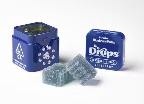 Photograph of product: Drops | Blueberry 4:1 | Oreoz | Live Rosin Infused Jellies | 2pc | 50mg