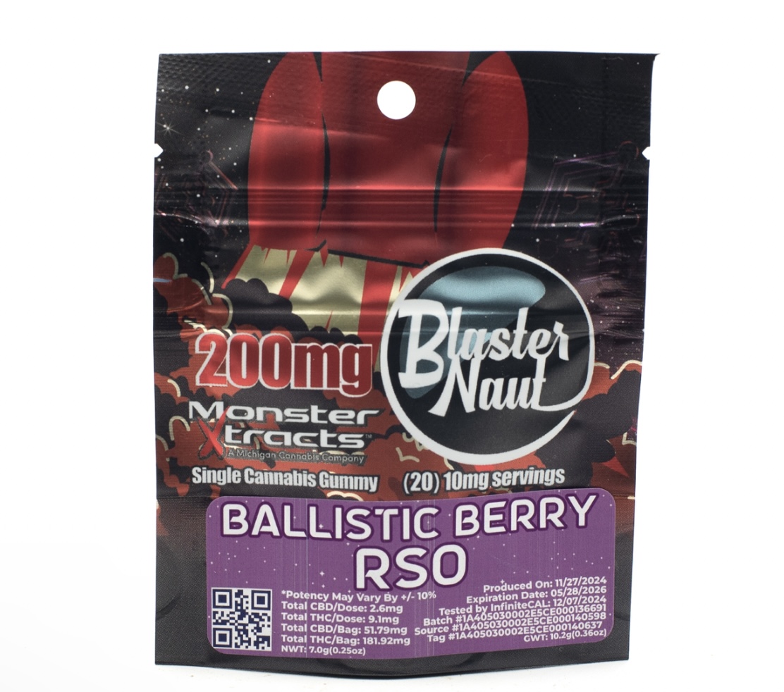 Photograph of product: AU Monster x Blasternaut: Ballistic Berry RSO Single Gummy 200mg