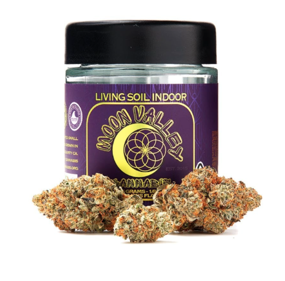 Photograph of product: Moon Valley | Amaretto Mints | Indoor Living Soil Flower | 1/8oz - 3.5g