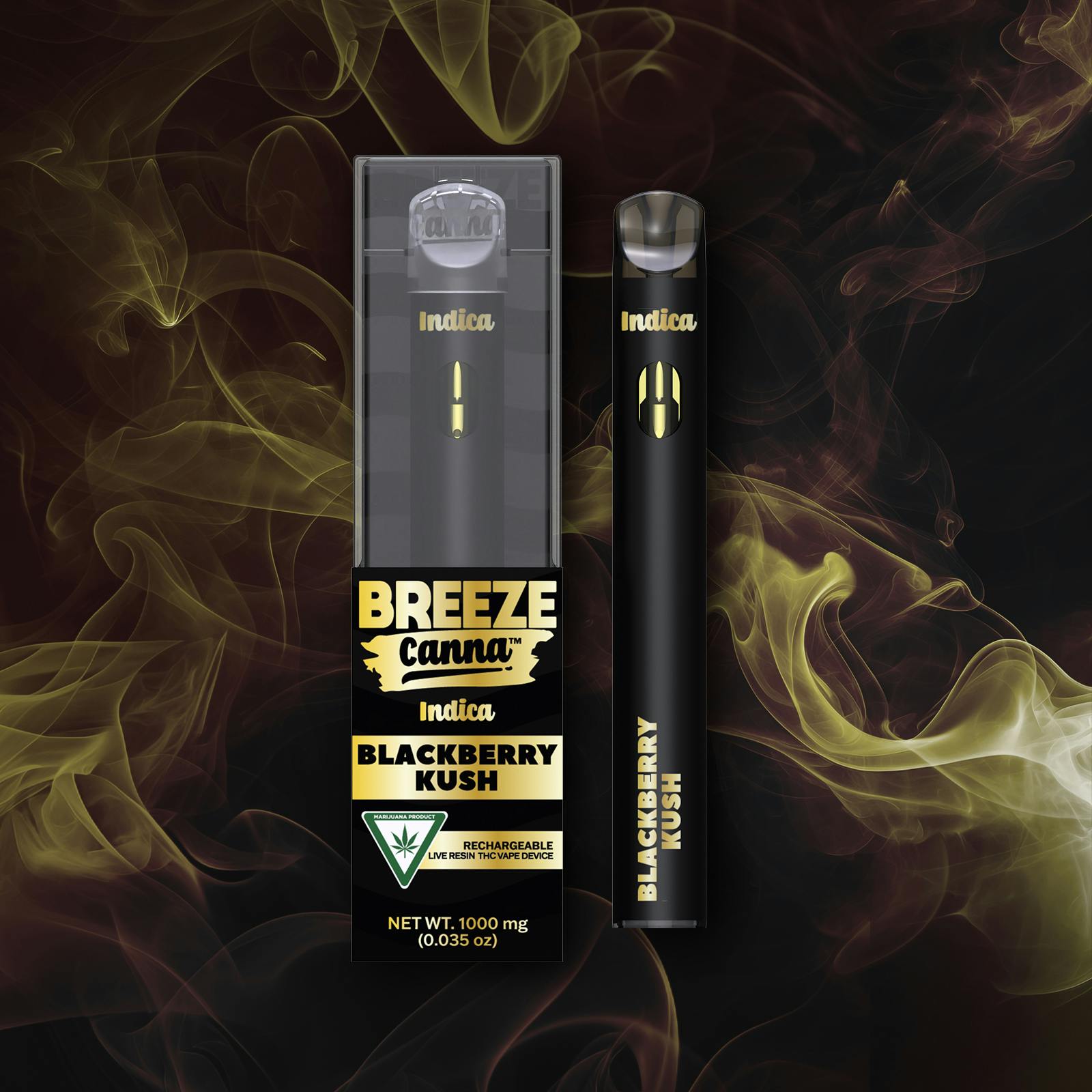 Photograph of product: Breeze Live Resin - Blackberry Kush 1G Disposable