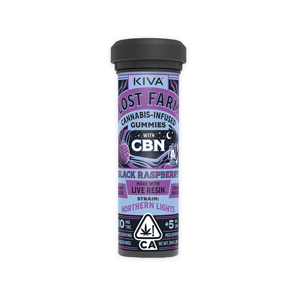 Photograph of product: LOST FARM BLACK RASPBERRY NORTHERN LIGHTS CBN GUMMIES [10 CT]