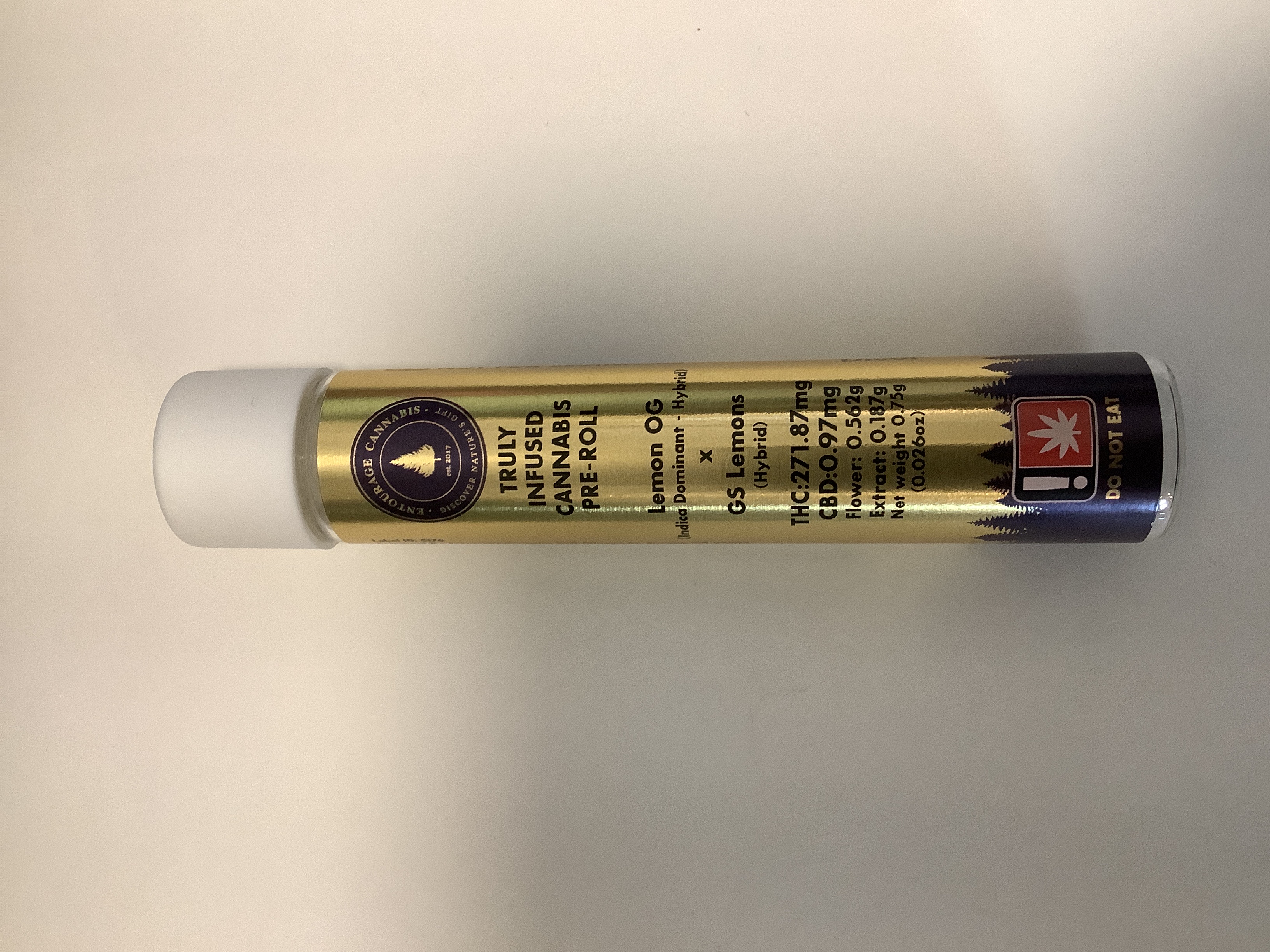 Photograph of product: Entourage Oui'd - LEMON OG x GS LEMON - Infused Preroll - (.75g) - I