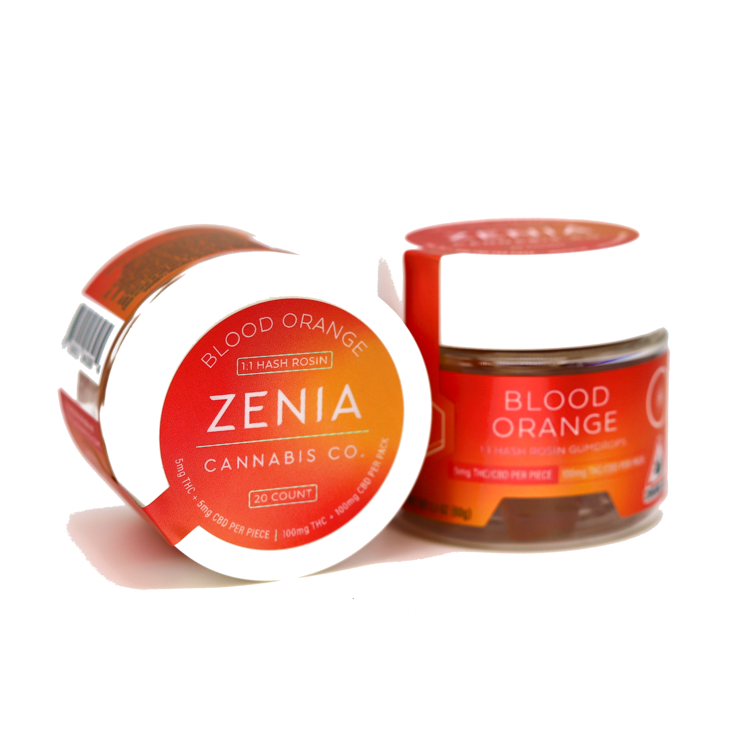 Photograph of Product: Zenia - Blood Orange - 1:1 Hash Rosin Gumdrops - 200mgTHC/200mgCBD