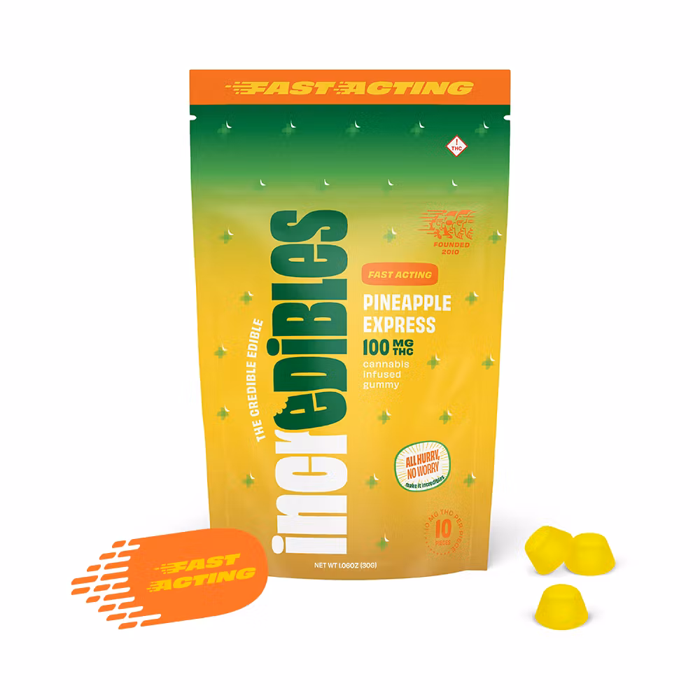 Photograph of product: Incredibles Fast Acting Pineapple Express Gummies 5mg 20pc