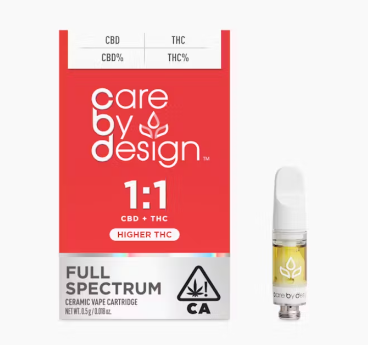 Photograph of Product: Care by Design 1:1 CBD:THC Full Spectrum Cartridge 1g