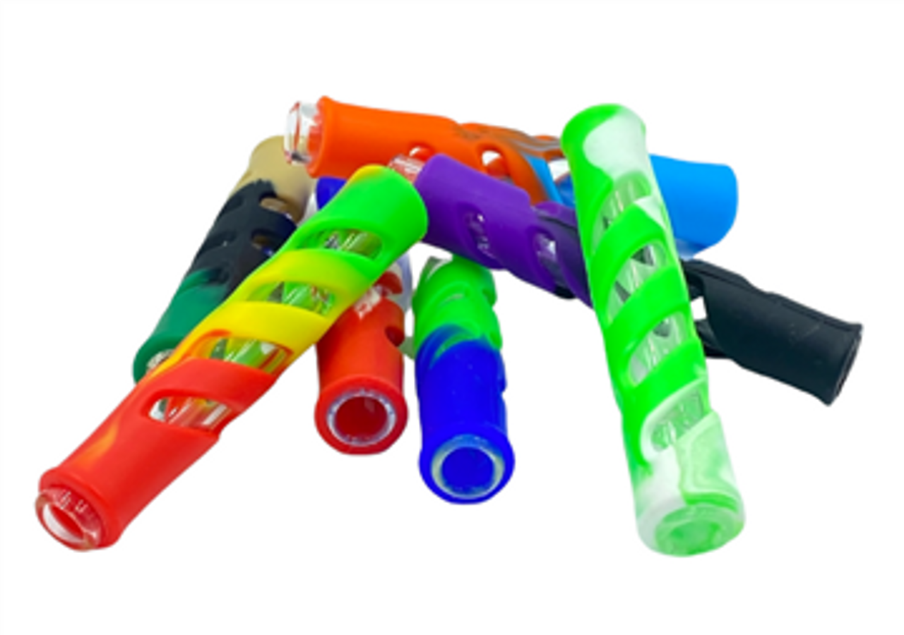 Photograph of product: CHILLUM ASSORTED SWIRL AND GOLD FUMED 3IN