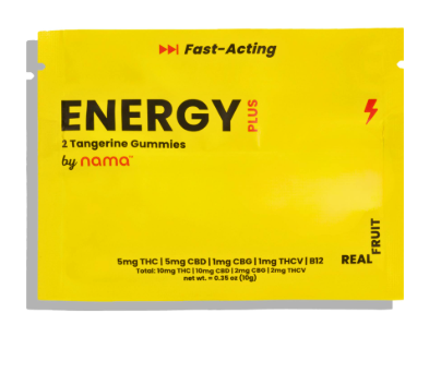 Photograph of product: Nama | Energy + B12 | Tangerine | Gummies | 5:5:1:1 TH-oui:CBD:CBG:TH-ouiV | 2PC 10MG