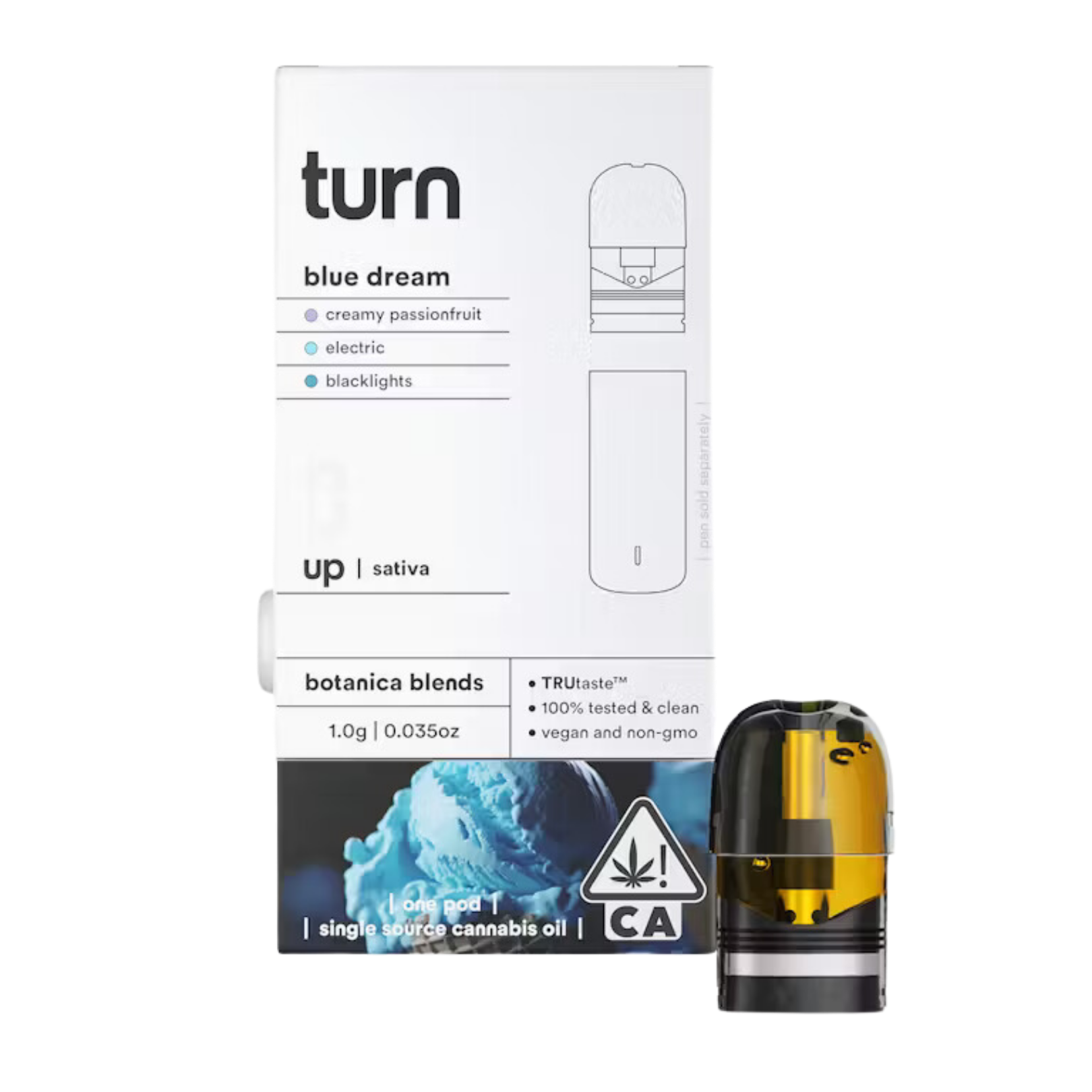 Photograph of product: BLUE DREAM BOTANICALS BLEND TURN UP POD