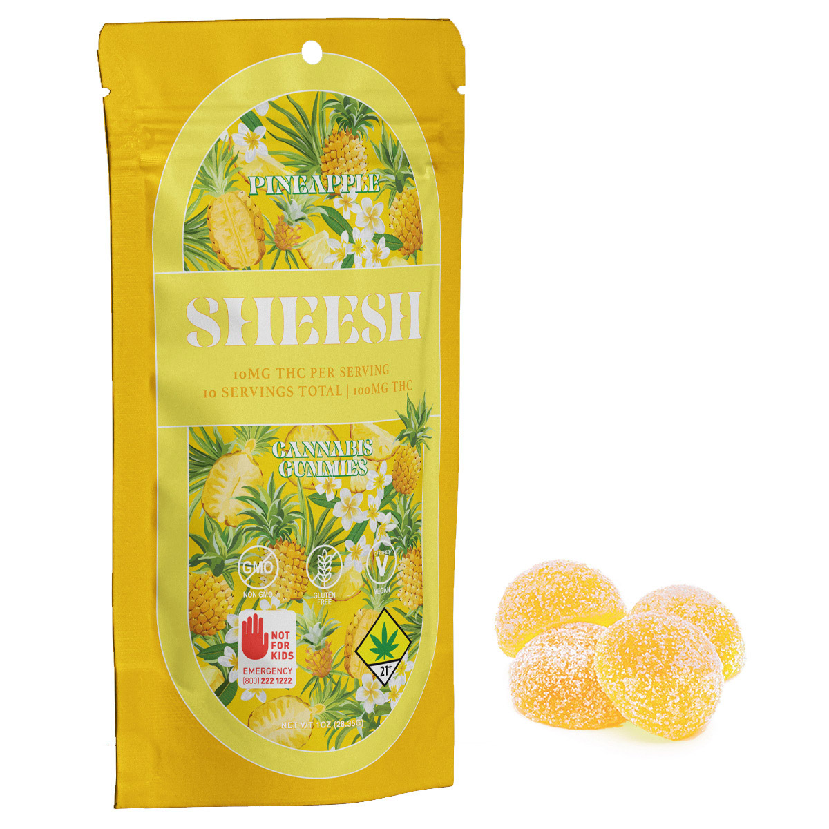 Photograph of product: 100mg Pineapple au chocolat Rosin Gummies 10pk