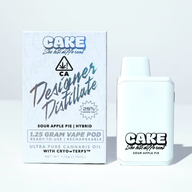 Photograph of product: CAKE Designer Distillate | 1.25g - Sour Apple Pie - AIO - Hybrid - 