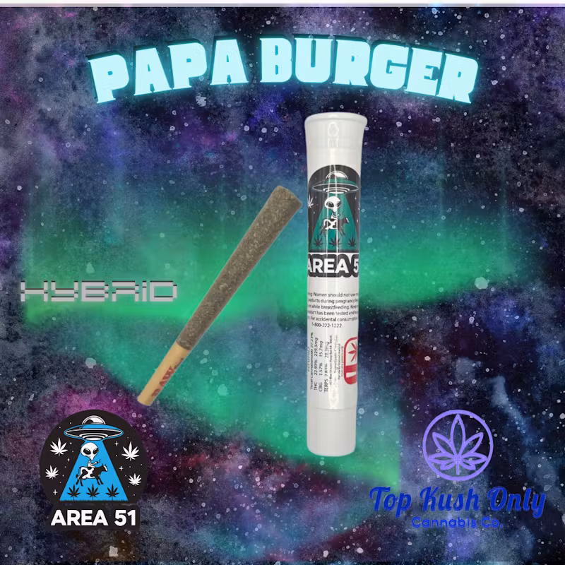 Photograph of Product: PAPA BURGER - AREA 51 PREROLL