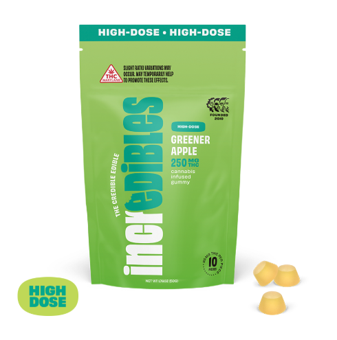 Photograph of product: Incredibles | Greener Apple |  25mg x 10ct Gummies
