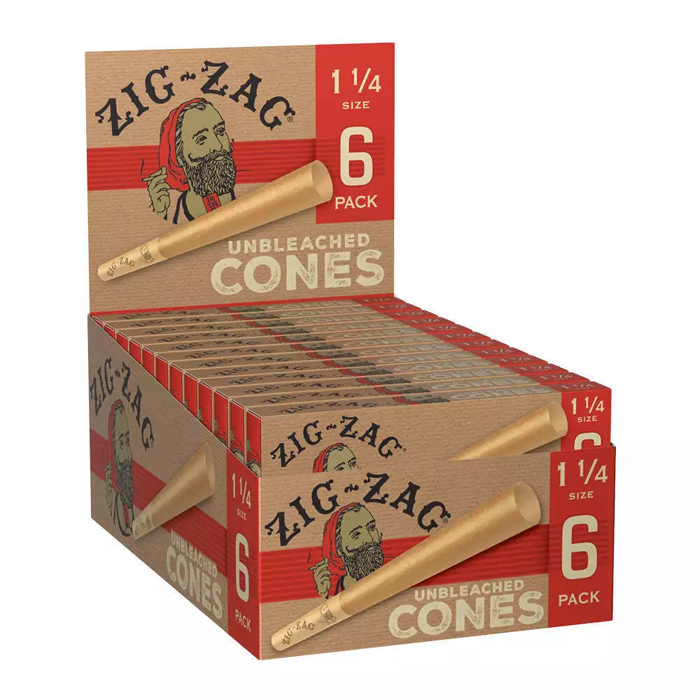 Photograph of product: ZigZag Cones - Unbleached 1 1/4 | 6pk