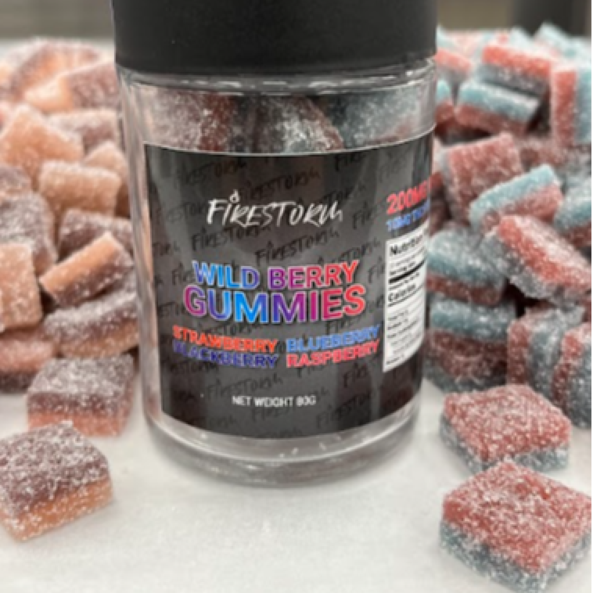 Photograph of product: Firestorm // 10mg | 200mg Wild Berry Gummies