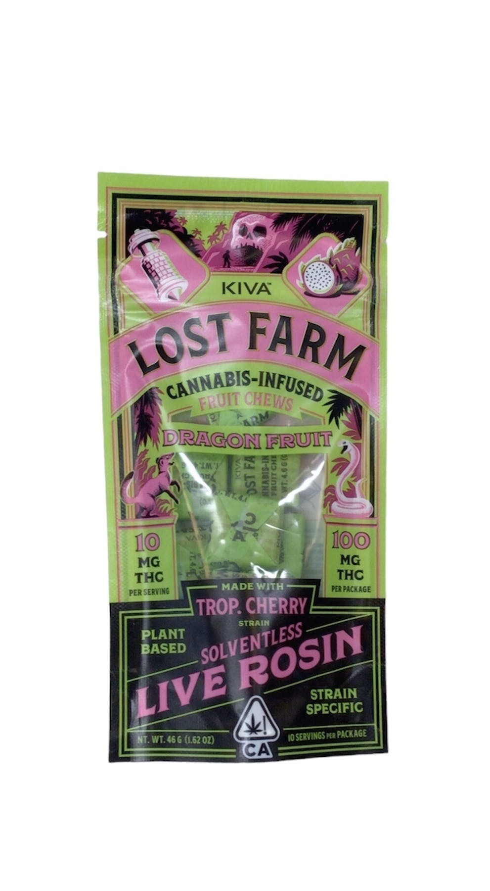 Photograph of product: Kiva- Lost Farm Live Rosin Chews Dragon Fruit w/ Tropicana Cherry