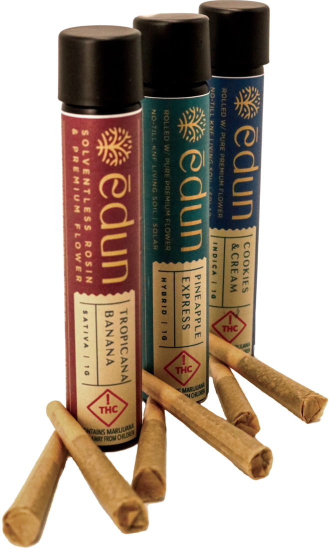 Photograph of product: Edun - Live Rosin Pre-rolls - Sunny D + Bermuda Beach 2pk (S)