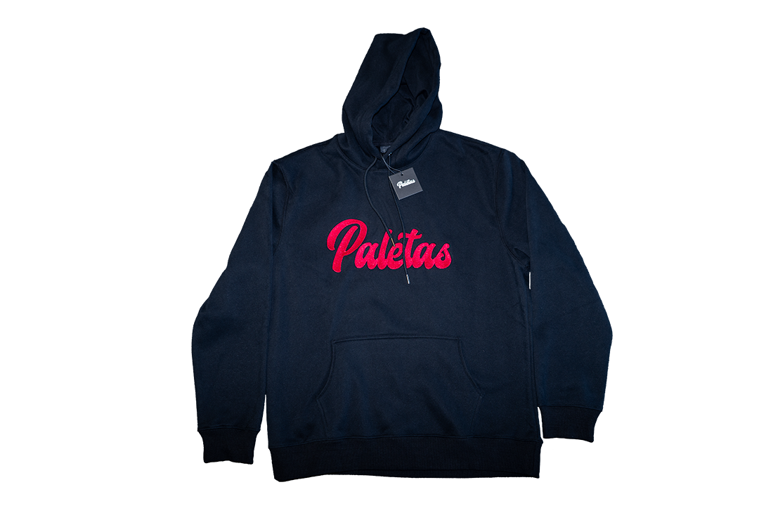 Photograph of product: Paletas Black/Red Lettering Pullover Hoodie (3XL)