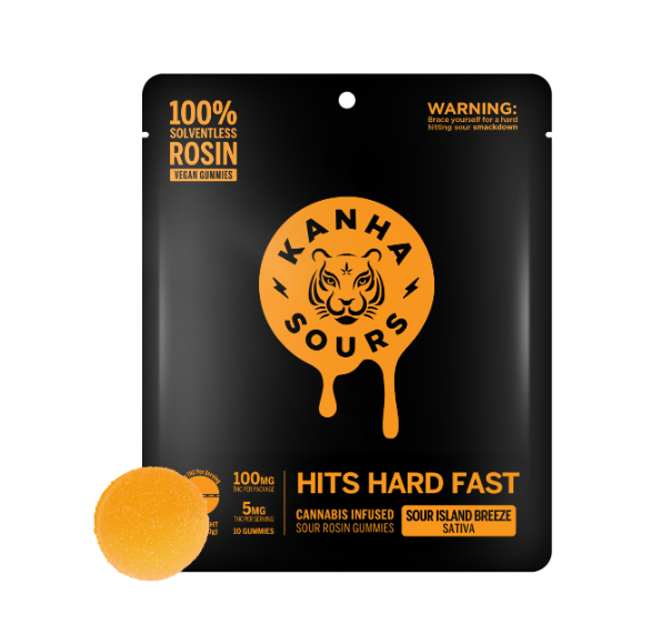 Photograph of product: Sour Island Breeze Live Rosin Gummies 100mg