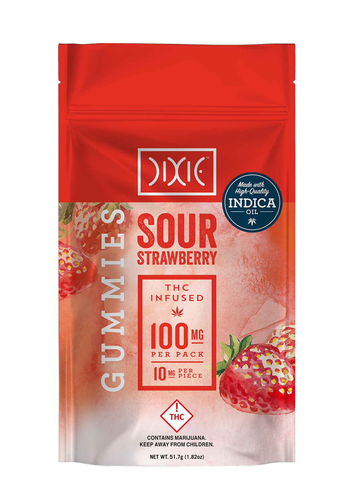 Photograph of product: Dixie - Gummies - Sour Strawberry (I) 100mg