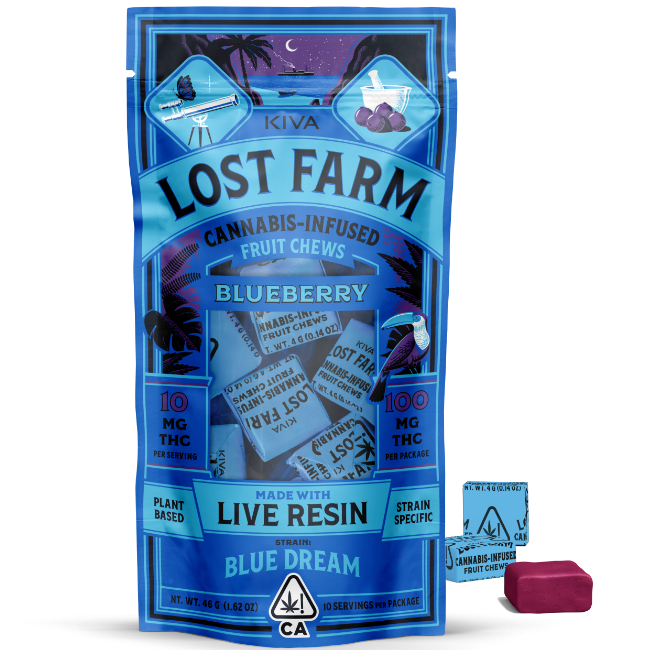 Photograph of product: LOST FARM CHEWS BLUEBERRY - BLUE DREAM LIVE RESIN