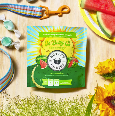 Photograph of product: Betty's Eddies Go Betty Go Watermelon Chews for Energy 5mg Single