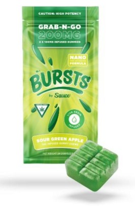 Photograph of product: Sauce Sour Green Apple Grab-N-Go Gummies 200mg