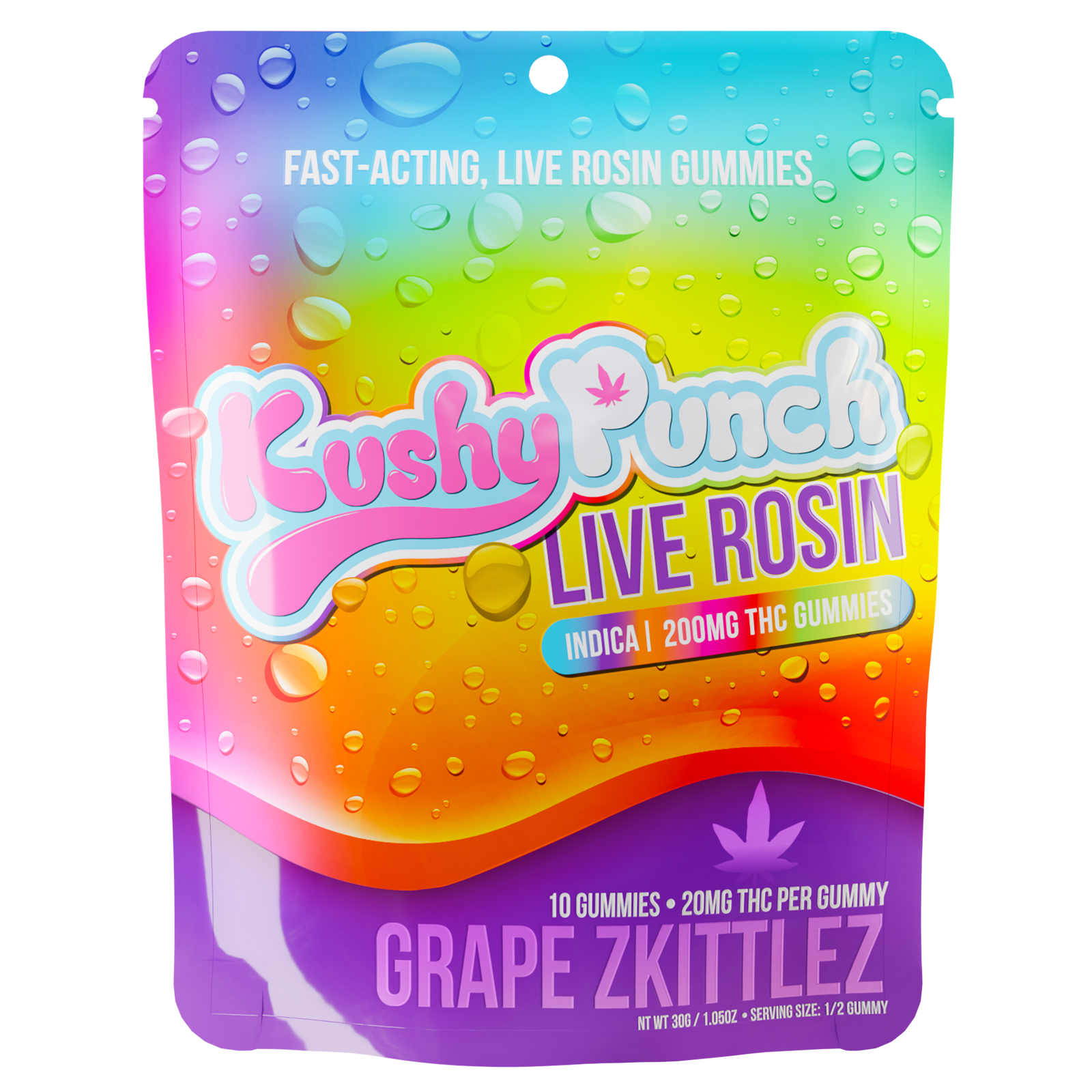 Photograph of product: Kushy Punch Oui'd Grape Z Live Rosin Gummies 200mg Rec