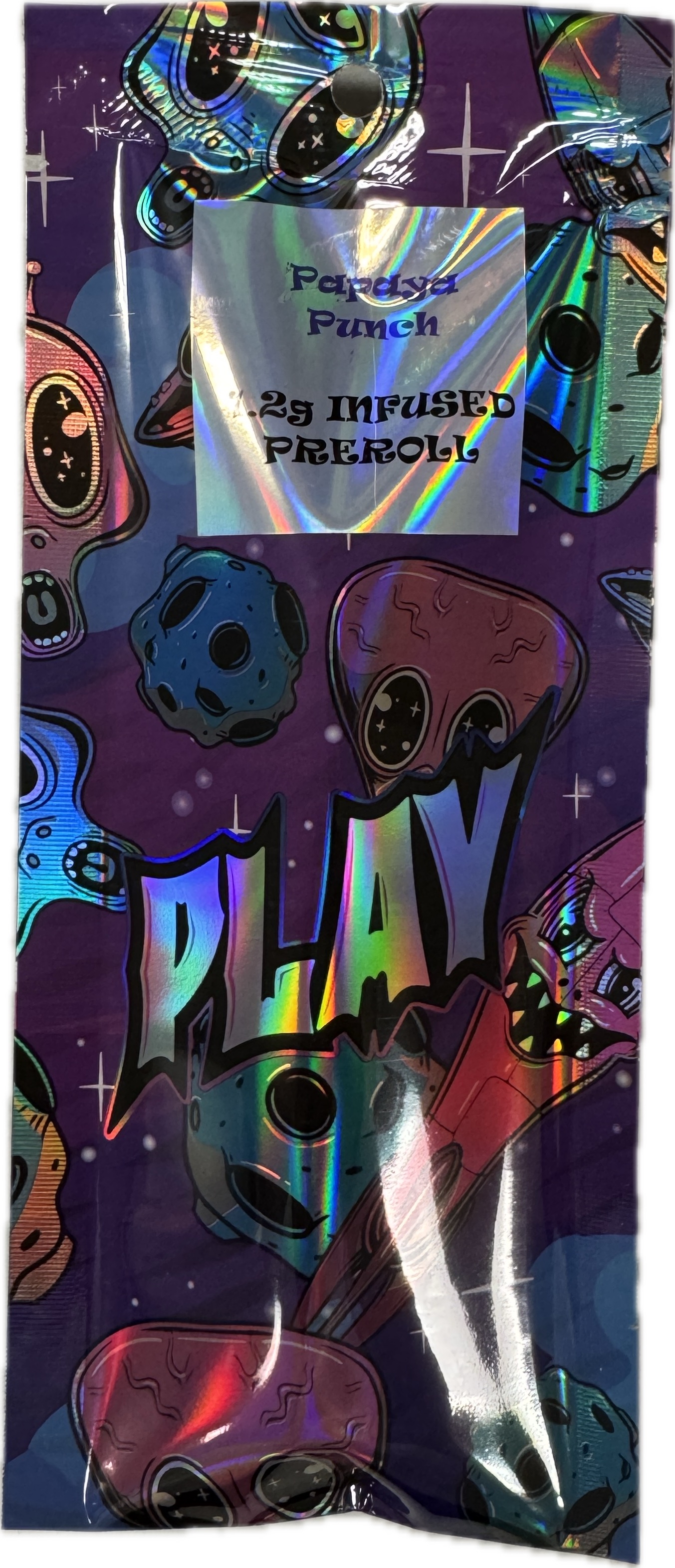Photograph of product: PLAY- Papaya Punch | 1.2g Infused Pre-roll (Hybrid)