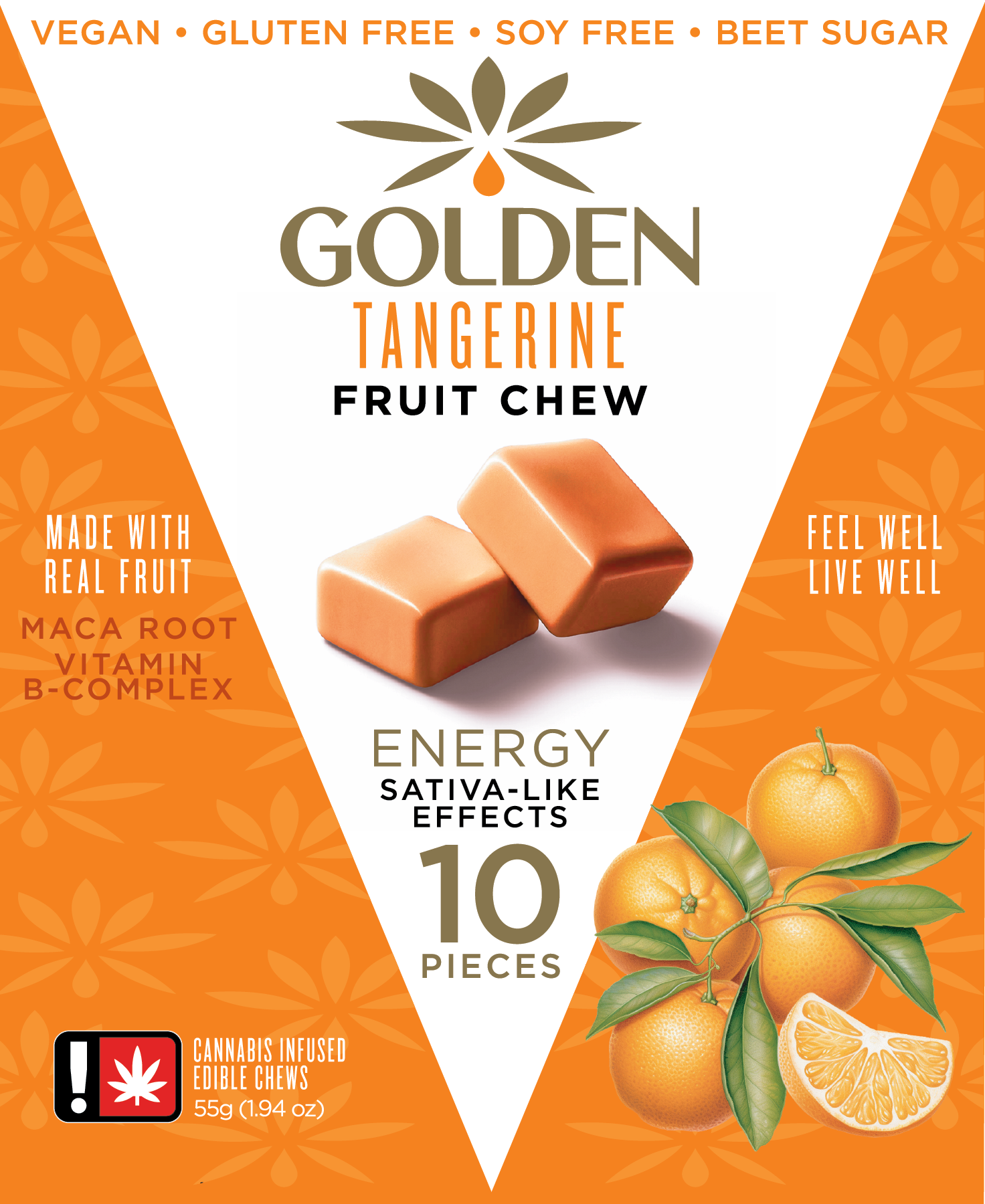 Photograph of product: Golden | TANGERINE Fruit Chew 10 Pack | 100mg