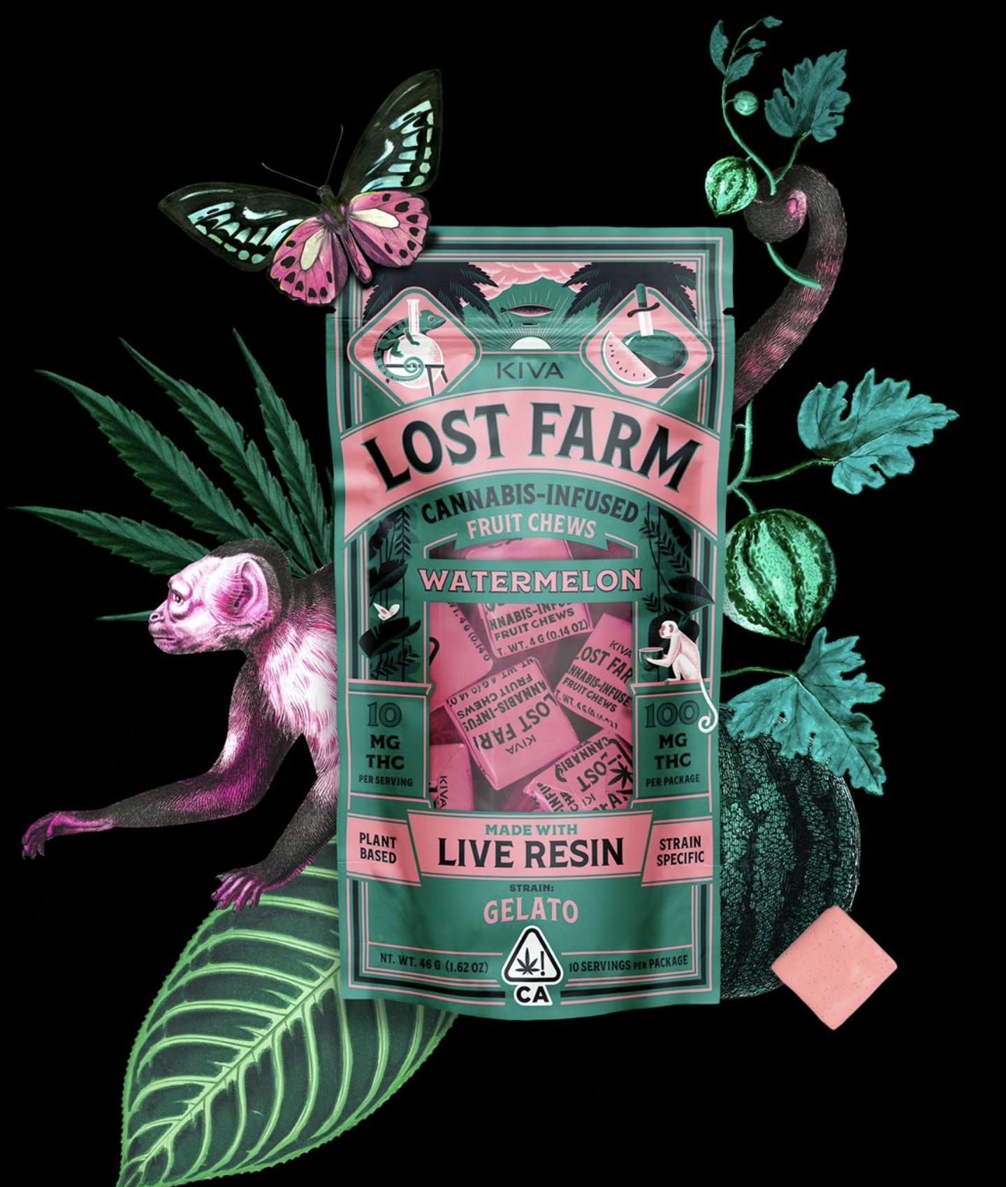 Photograph of product: Lost Farm - Watermelon - 100MG - Live Resin Chews