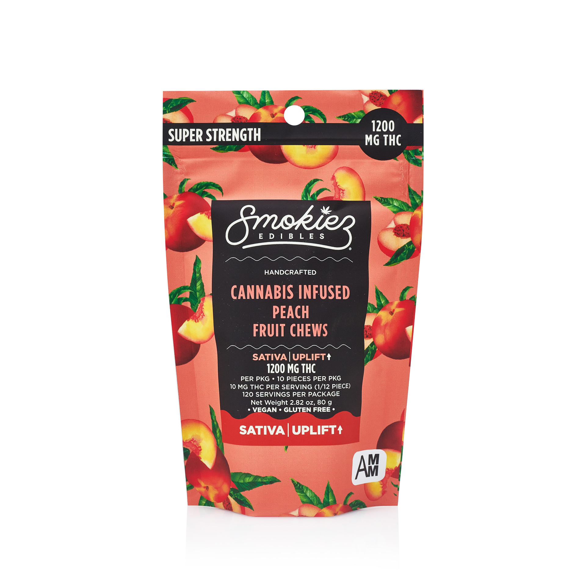 Photograph of product: Smokiez - Edible - Gummies - Sweet Peach - Oui'd - 1200MG