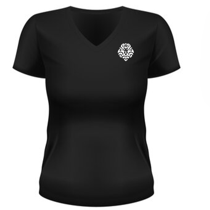 Photograph of product: Women's Perfect Tri V-Neck Tee (Key with Name) - Black - S - The Heritage Club