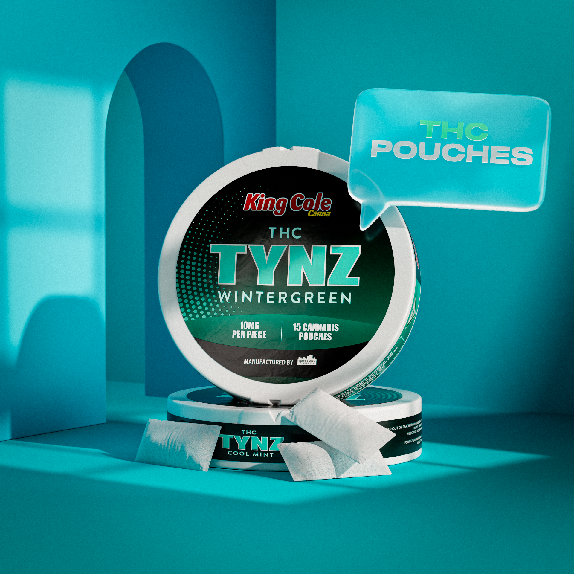 Photograph of product: Edible - King Cole - (15 x 10mg) Wintergreen Blend Tynz Pouches - 150mg